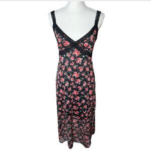 Almost famous red & black floral lace midi dress Y2K whimsigoth grunge goth